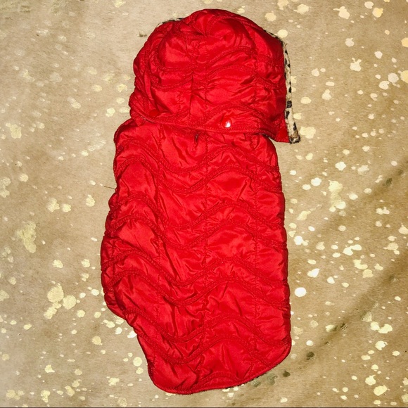 ZACK & Zoey Red/Leopard reversible dog Puffer Vest - Picture 5 of 6